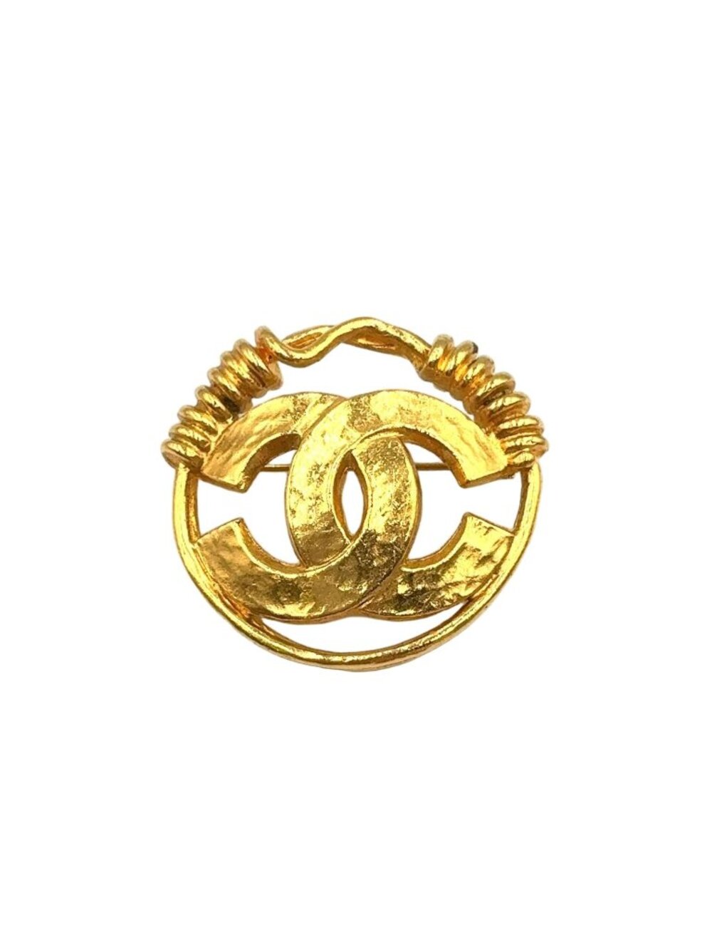 Chanel CC Logo Gold Plated Brooch